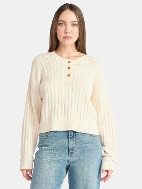 NWT! No Boundaries Pointelle Henley Pullover. Size M